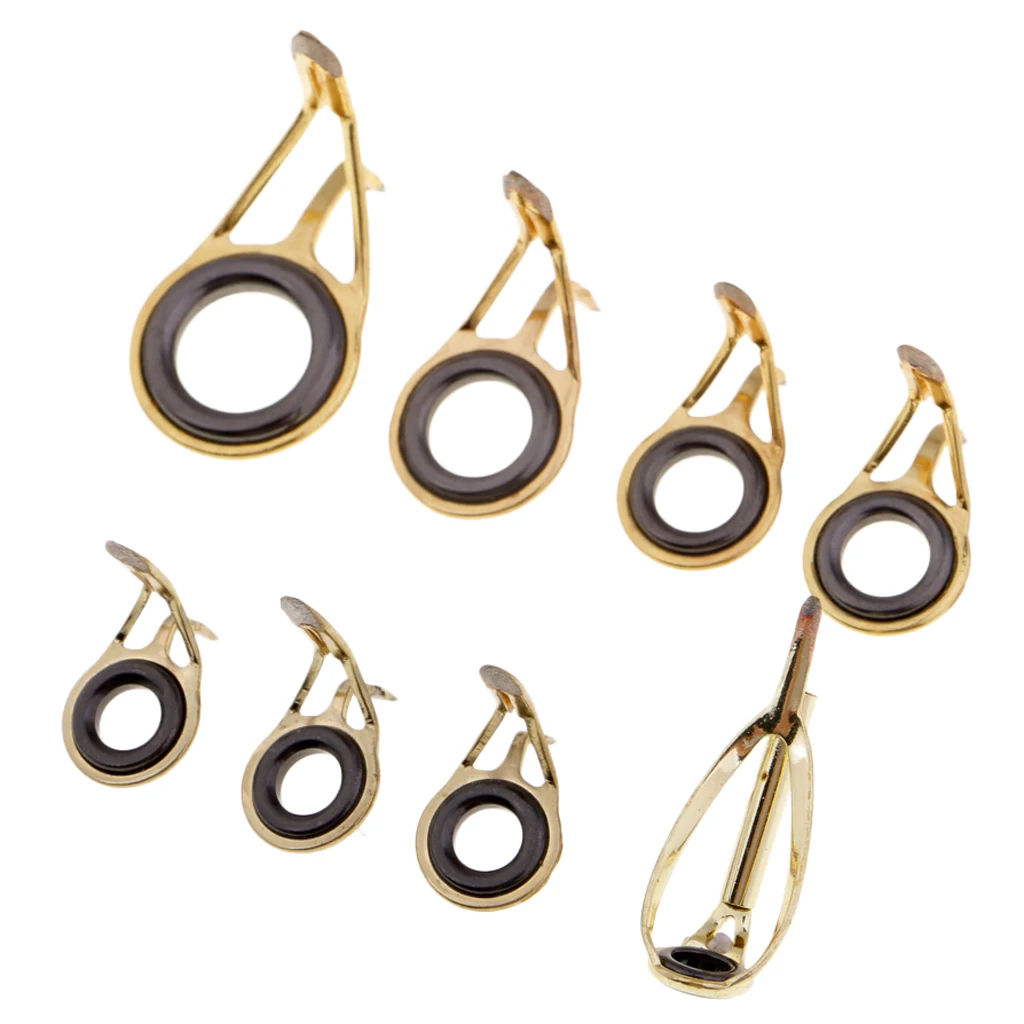 8 Pieces Fishing Rod Guide  Eye Ring Guide Tip Rod Repair Kit Wear-resistant Ceramic Ring cannes à pêche Cañas de pesca