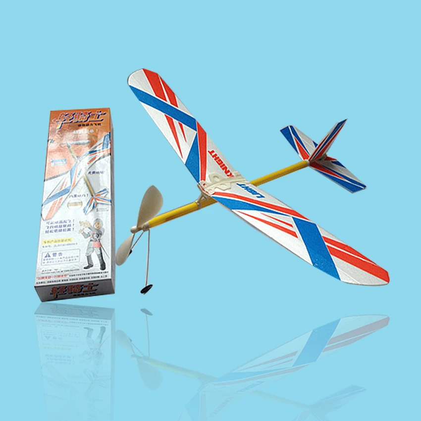 

Free Shipping Knight Rubber Band Powered Airplane Model DIY Educational Toy handmade plane model Assembly glider Children Gift