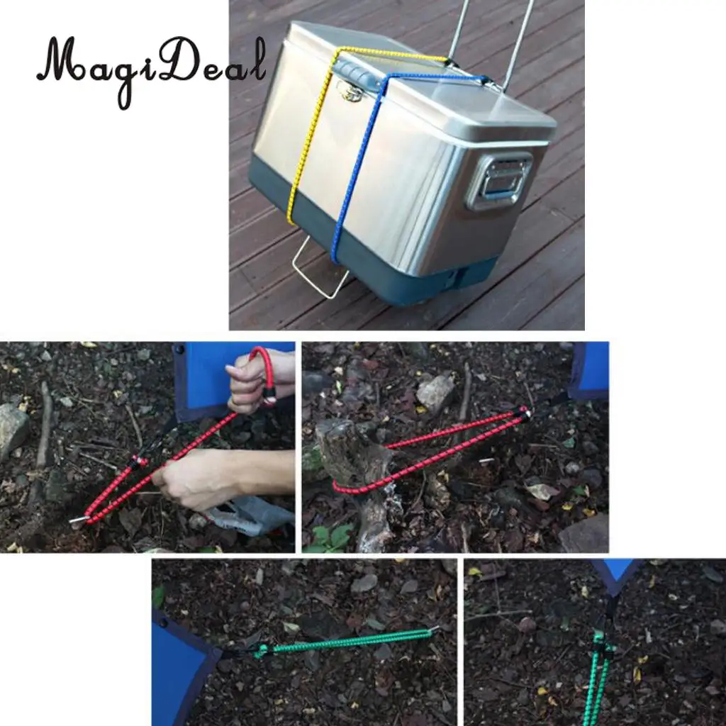 6pcs Durable Bungee Cord with Carabiner Hook Heavy Duty Straps Strong Elastic Rope Shock Cord Tie Down Set Outdoors