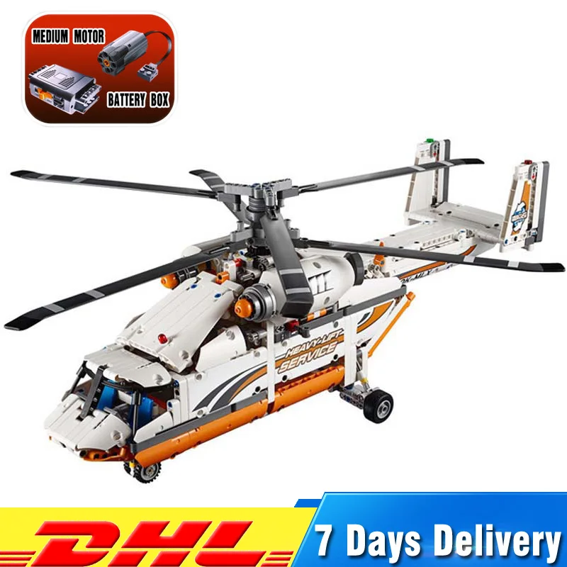 

Lepin 20002 1060pcs Technic Mechanical Group Heavy Lift Helicopter Model Building Bricks Compatible Legoings 42052 Blocks Toys
