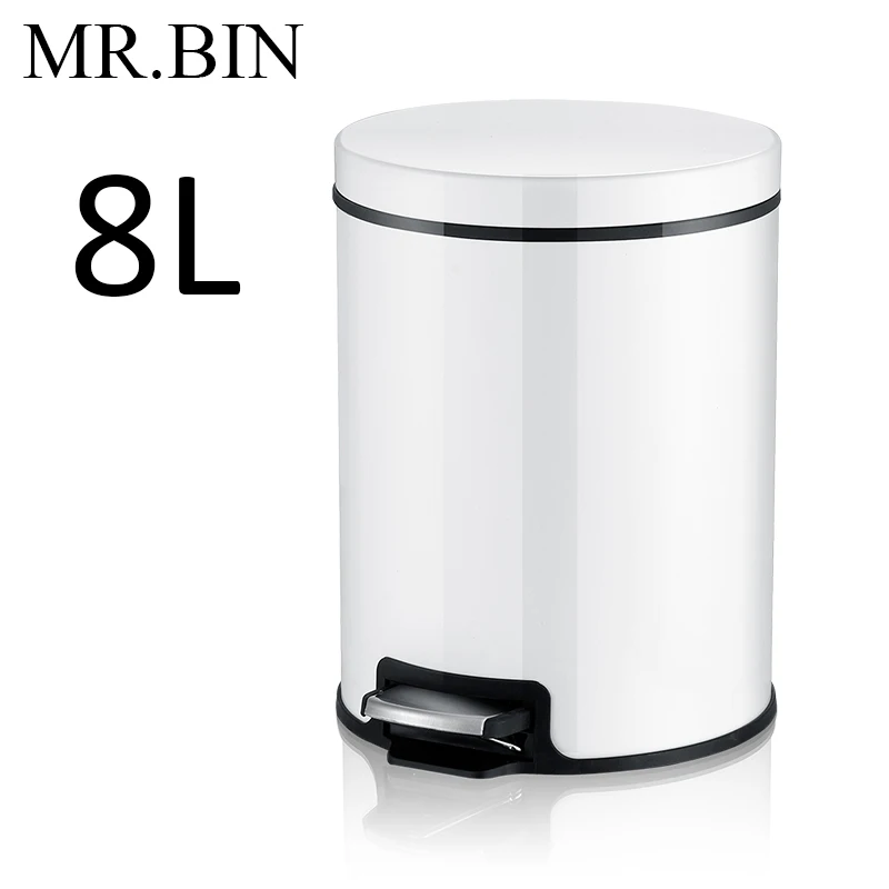 MR. BIN Макарон плюс мусорный бак с 5L/8L/12L ёмкость красочные педаль отходов Bin металлическая мусорная корзина для дома и кухня - Цвет: 8L French White