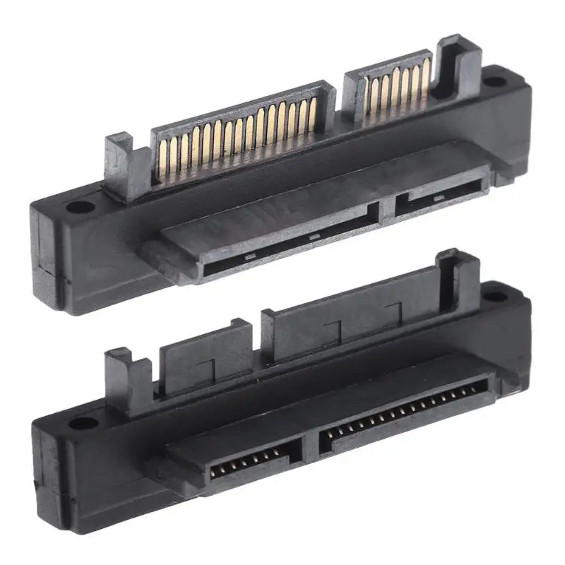 Высокая скорость 500 Мбит/с 90 градусов 7 + 15pin SATA папа к женскому порту конвертер