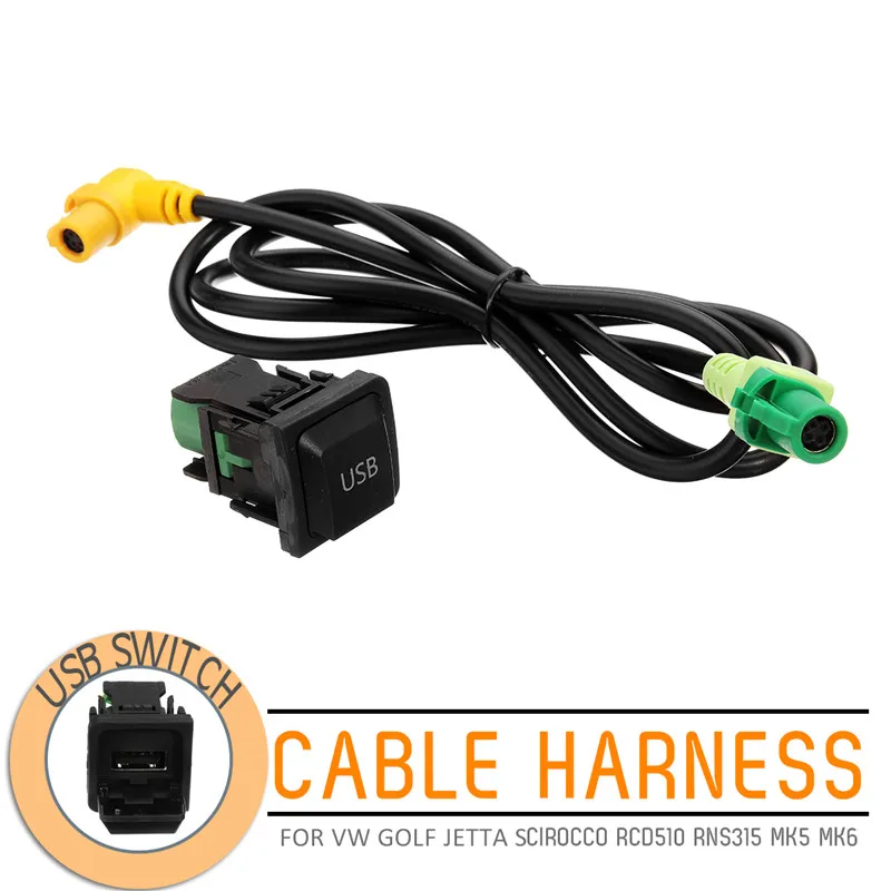 

1Set Car USB switch cable harness USB connector cable for VW GOLF JETTA SCIROCCO for RCD510 RNS315 MK5 MK6