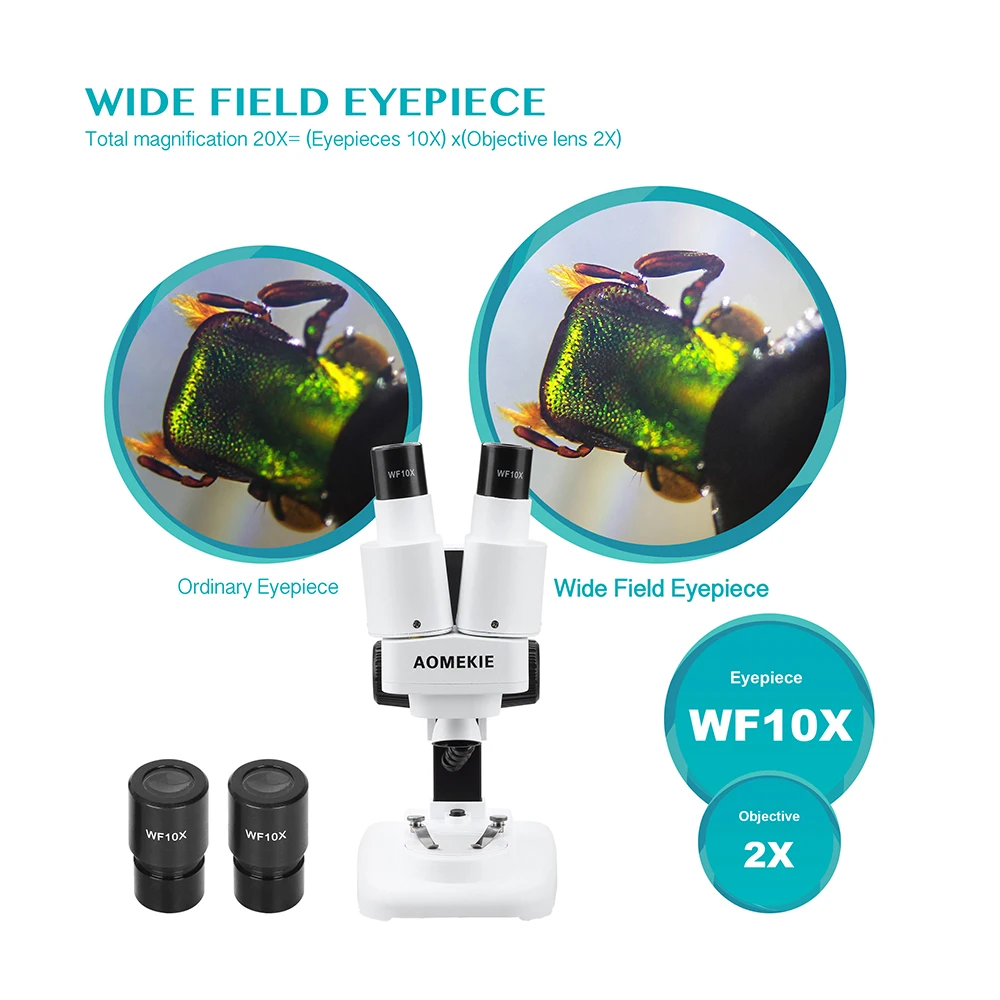 AOMEKIE 20X Stereo Microscope Binocular with LED