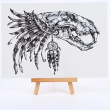 Cráneo de dinosaurio dreamcatcher flash tatoo pegatinas temporales del tatuaje pegatinas harajuku xha belleza maquiagem relogio pesca maquillaje