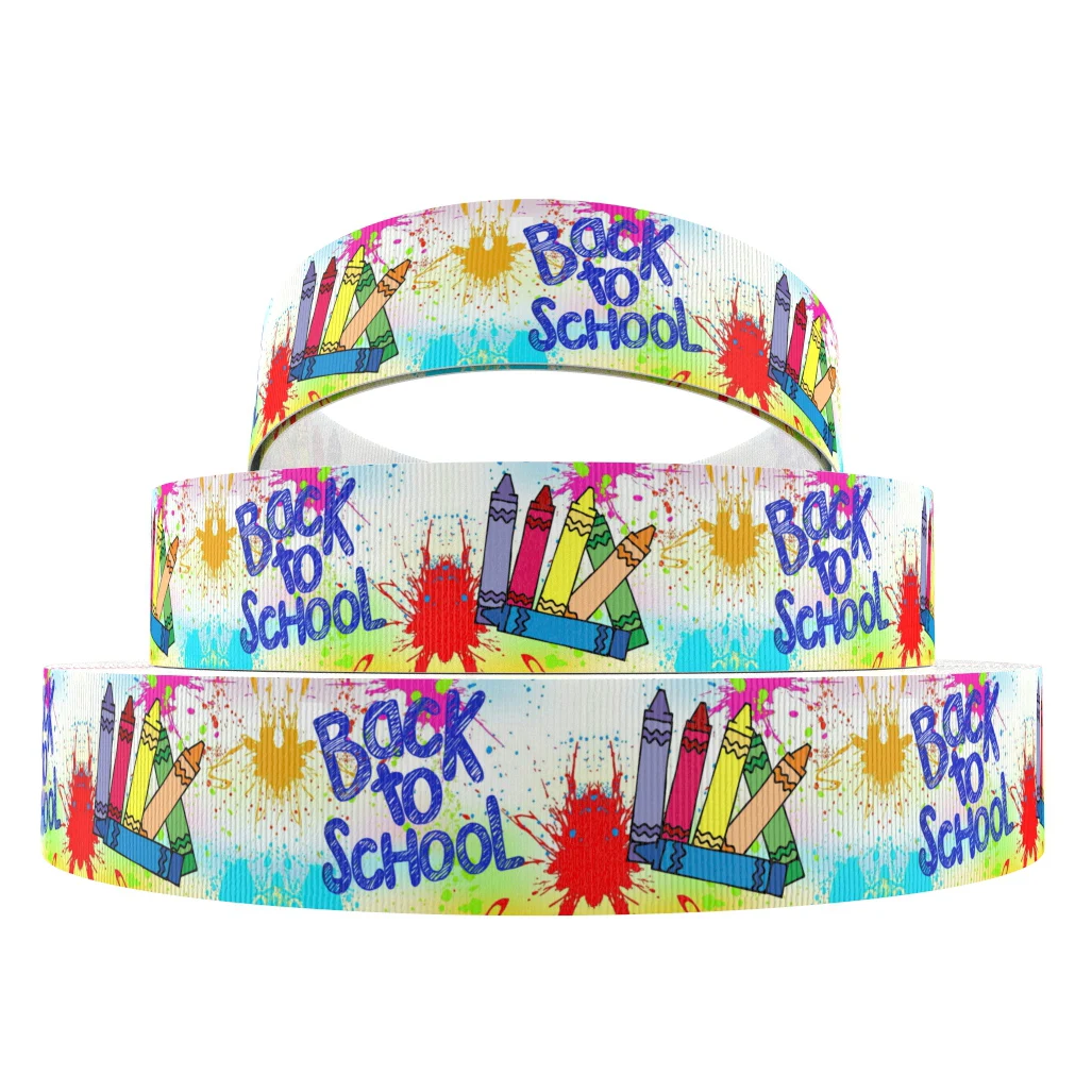 David accessories " 75 мм Back To School печатная корсажная лента бант для волос Сделай Сам праздничный декор для учебы материалы, 50Yc7237