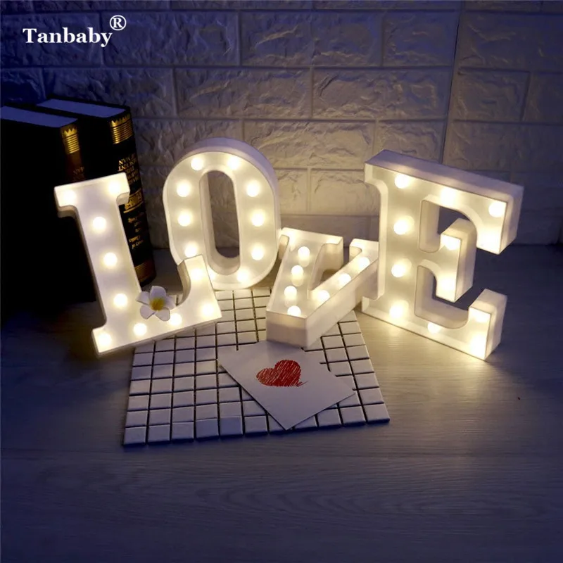 

Home Decoration Led Night Light 26 Letters/ & /Heart Shape Bulb Battery Operated Led Lamp For Birthday Gift Holiday Party Family