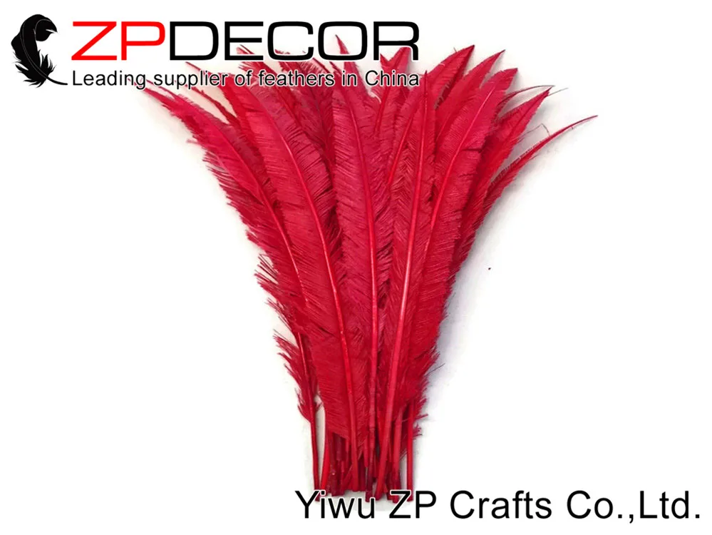 Zpdecor 50 шт./партия 55-60 см(22-24 дюйма) Красный Страус нанду Trimed перья для шляпы/ремесло/костюм/Свадьба