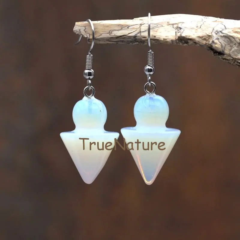 Серебро с гальваническим маятник серьги бирюз/Howlite/тигровый глаз/опал камень серьги для Для женщин в 16*28 мм er7715 - Окраска металла: opal