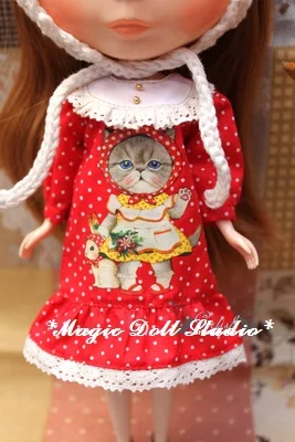 [MG475] новое платье Neoblythe Кукла# платье с рисунком для blyth Azone кукольный наряд для изготовления оптом - Цвет: Red Dress