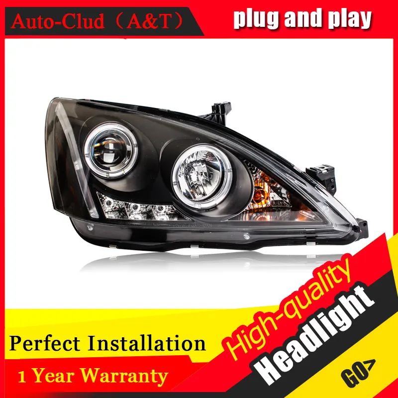 Автоматический Clud автомобильный Стайлинг для Honda Accord фары 2003-2007 для Accord фара светодиодная DRL Передняя Биксеноновая линза двойной луч HID комплект