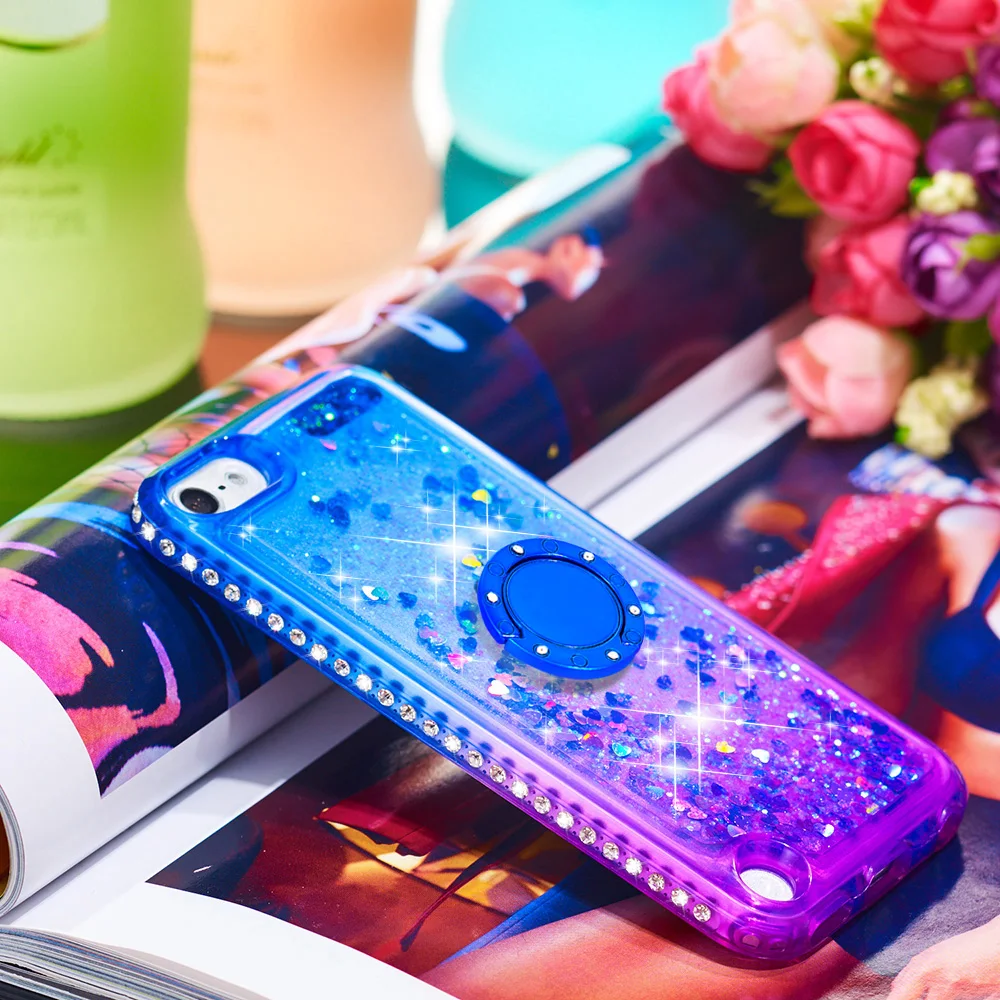 Кольцо чехол для ювелирных изделий, samsung M40 30 20 10 A70 60 50 40 Note9 градиент эффект сыпучего песка жидкости Блестящий силиконовый чехол со стразами для A40 A50