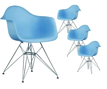 

Modern Design Dining Armchair / Plastic and Metal Steel Leg Dining Chair/Modern classic popular fashion loft Armchair-4PCS SET