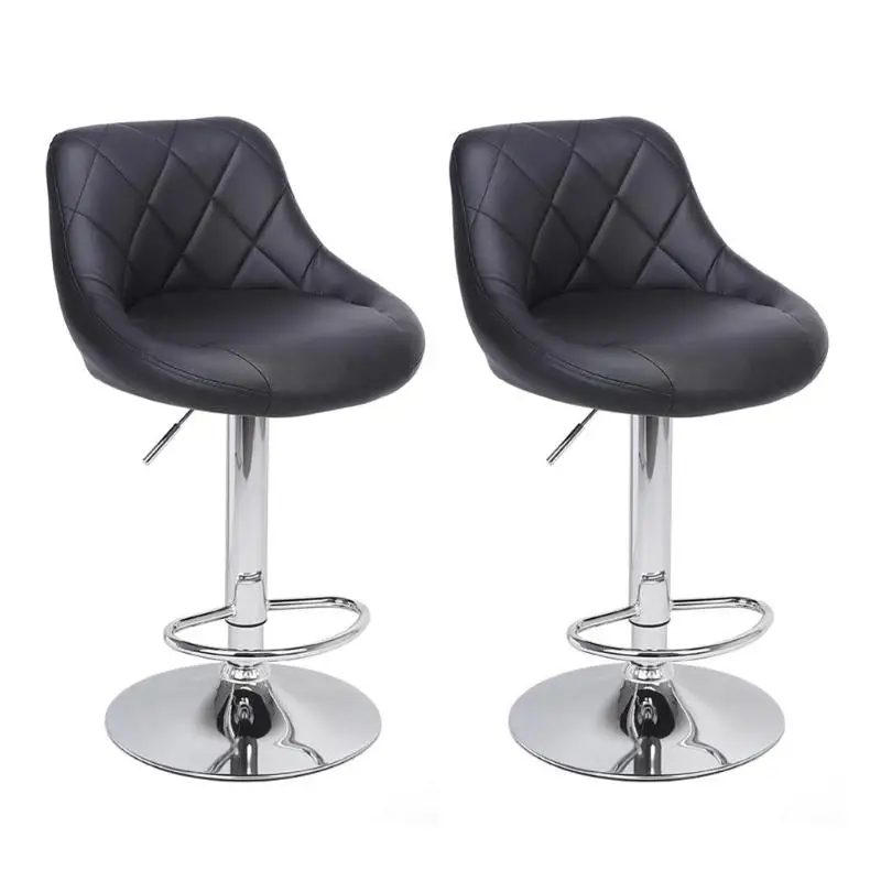 

2Pcs Adjustable Backrest Bar Chair Office Cafe Furniture Kit Rotation Stool Rotating Lift Chair High Bar Stool Round Chair