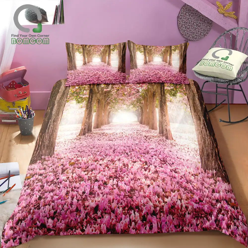 Winter Trees Printed Duvet Set 100/% Polyester Bedding /& Pillow Case Set