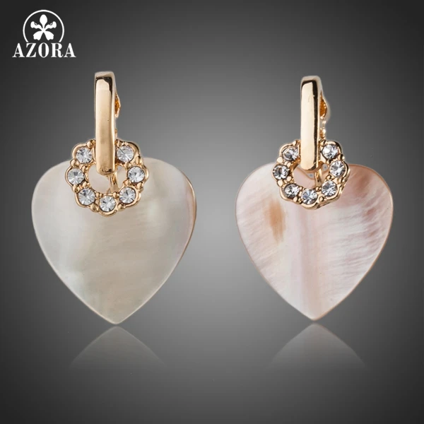AZORA Gold Color Stellux Austrian Crystal Heart Drop Earrings TE0056