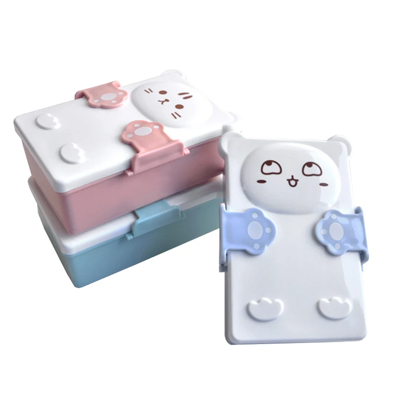 Lovely Cartoon Bento Box Double Layer Plastic Sandwich Lunch Food Microwave Oven for Kids alimentaire Case | Дом и сад