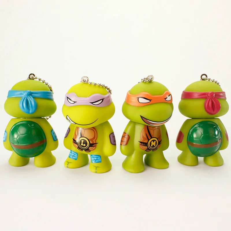

4pcs/set Ninja Turtles Keychain Leo Raph Mikey Don action Cartoon Turtle figures action Kids Room Decoration toys for children