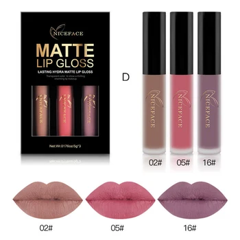 

Fashion 3PCS/SET Long Lasting Waterproof Matte Lipstick Cosmetic Sexy Lip Gloss Kit