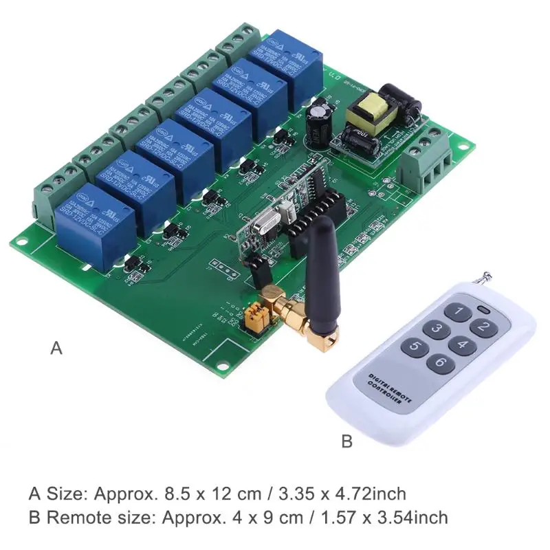 110-240V релейный модуль доска 6 канальный РЧ релейная плата с пультом дистанционного управления Управление переключатель для управления воротами/windows с вышивкой закрытых стежков/промышленная Управление