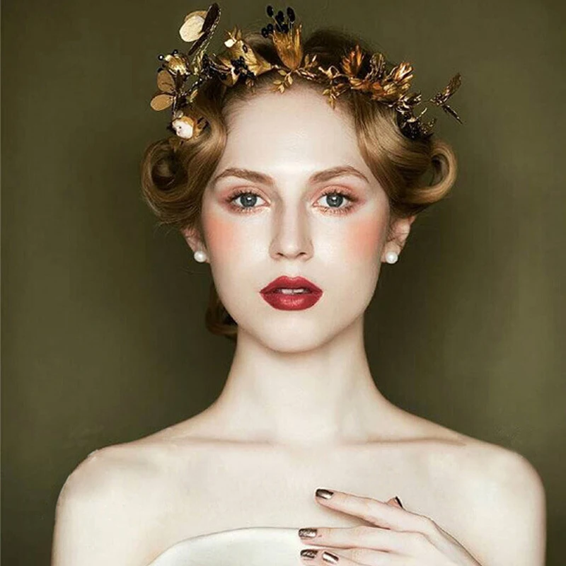 

Retro Bridal Crowns Vintage Wedding jewelry golden baroque ornaments Wedding Hair Accessories bridal headpiece Princess crown