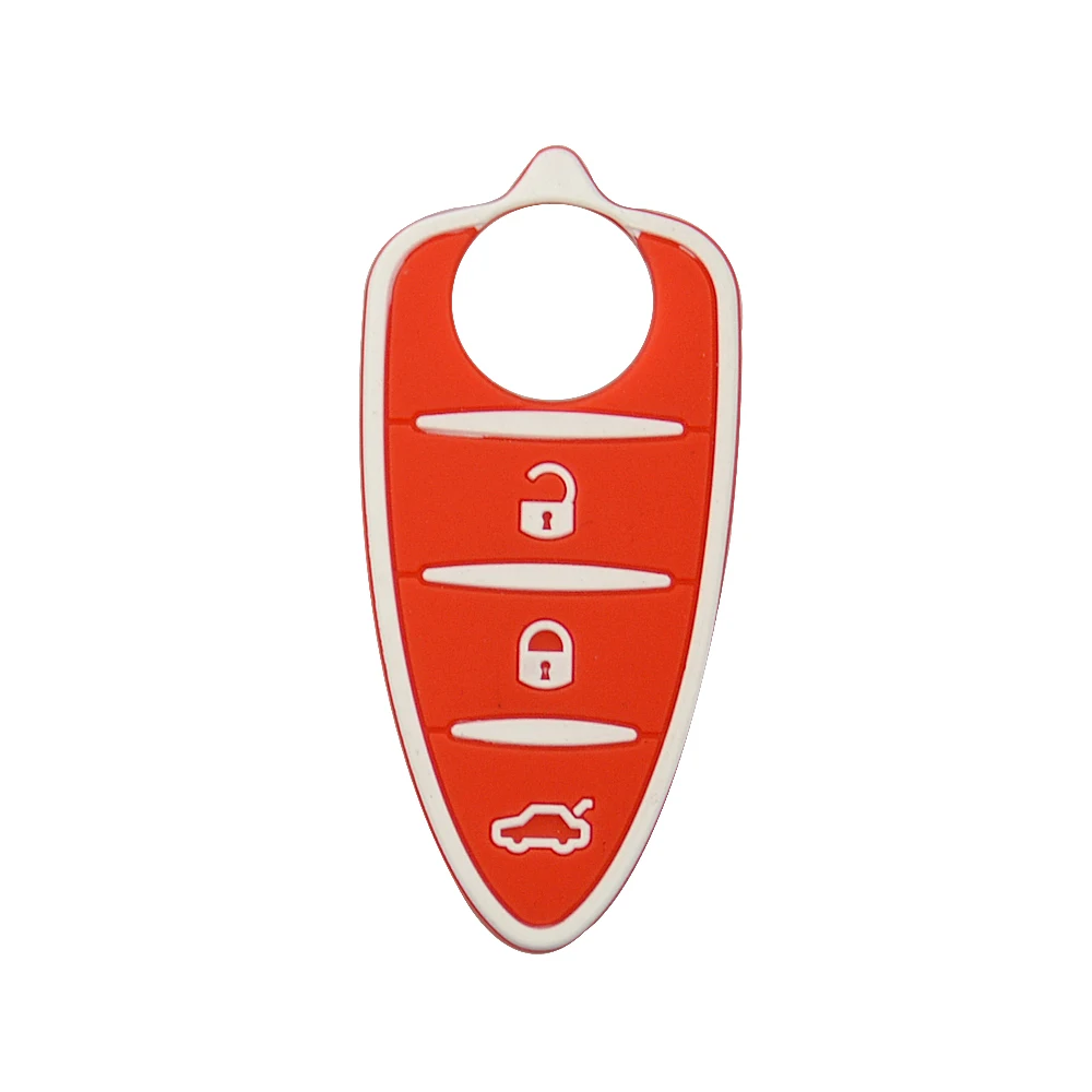 OkeyTech 10 шт./лот силиконовый брелок Оболочка Чехол резиновая накладка 3 кнопки для Alfa Romeo Mito Giulietta 159 GTA флип дистанционный ключ - Название цвета: Red