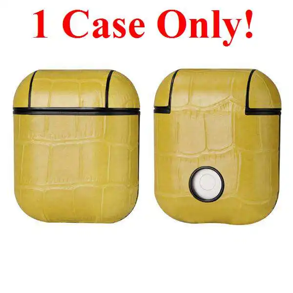 Крокодиловый узор натуральная кожа сумка для наушников для Airpods защитный чехол Аксессуары для кожи для Apple Airpods зарядная коробка - Цвет: Yellow No Hanger