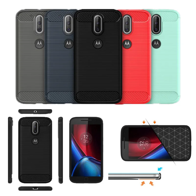 Чехол TRISEOLY для MotoG4 роскошный чехол из углеродного волокна Motorola Moto G4 Plus матового