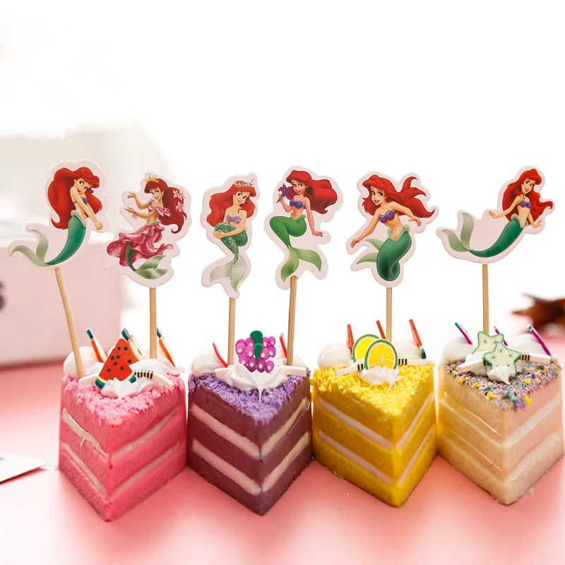 Вечерние украшения в виде принцесс Русалочки на день рождения, сувениры для малышей, бумажные обертки для кексов - Цвет: A 12pcs