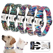 Collar personalizado de nailon con etiqueta para la mascota perro placa de identificación para perros pequeños y grandes, ajustable, grabado