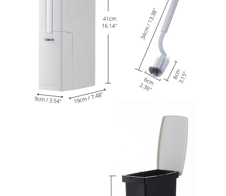 Multi-functional Plastic Trash Can with Toilet Brush Set