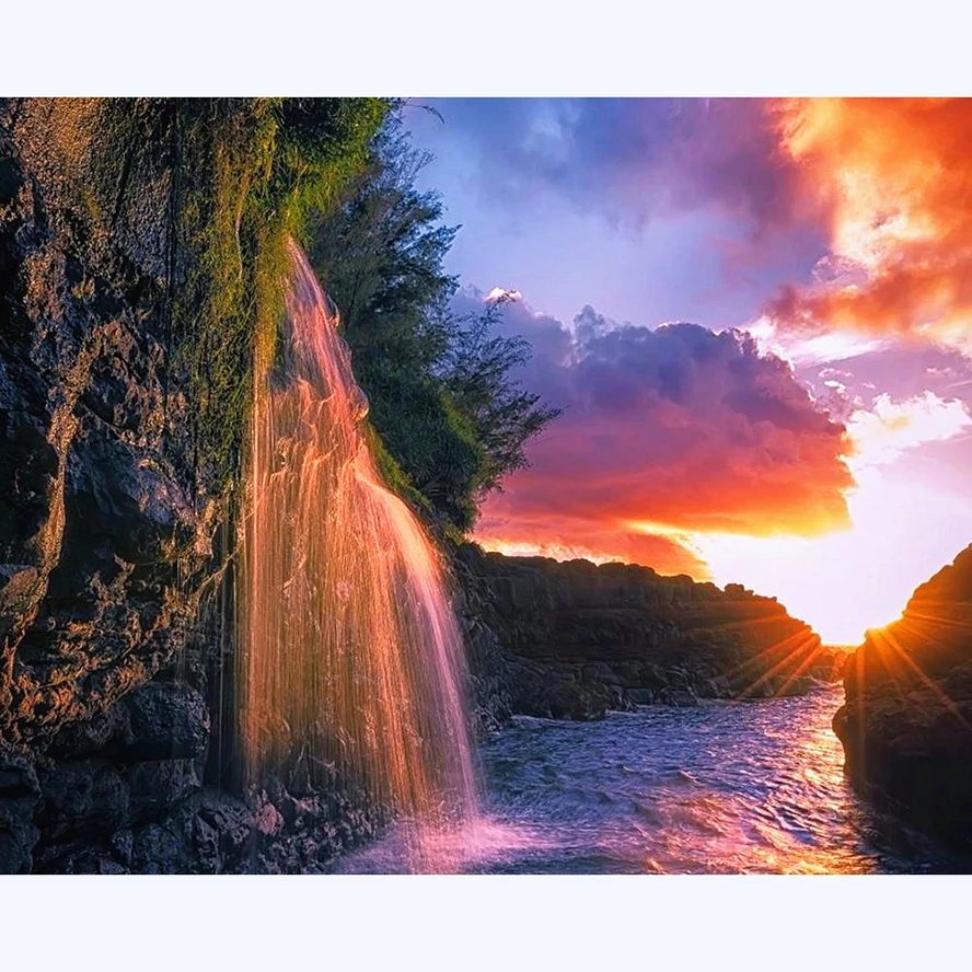 5D DIY Full Diamond Painting Mosaic Sunset waterfall decor Diamond