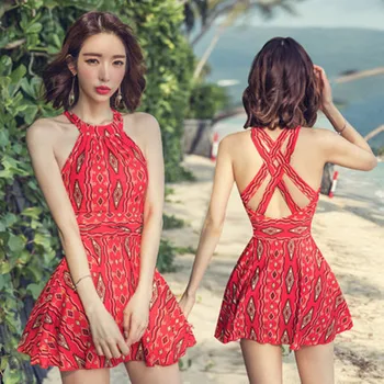 

One piece swimsuit female conservative small chest composition sexy was thin covered belly large skirt style hot spring swimsuit