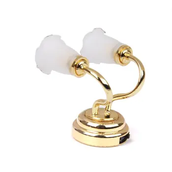 

1:12 Doll house Miniature LED Mini Double Headed Wall Lamp Light