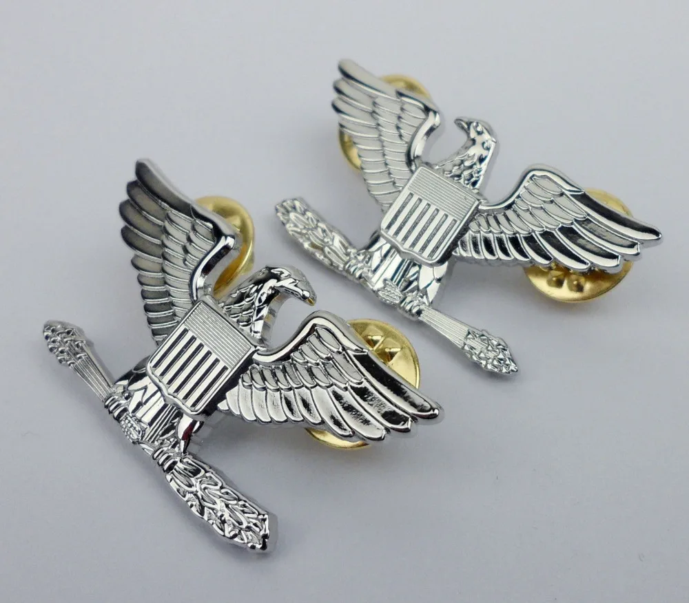 Pair Military US Officers Colonel Rank Badges US Eagles Rank Insignia Pin
