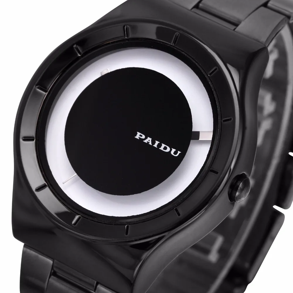 

Men Original Quartz Watch Aviation Aluminum Plating Stainless-steel Band Abstract Design Round Dial Minimalism Concise Design