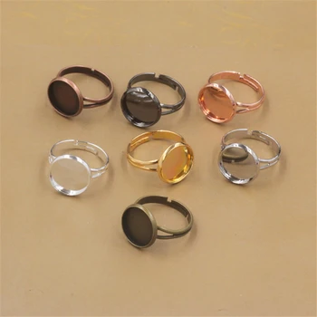 

20pcs/lot 10mm/12mm Ring Settings Cabochon Base Bezel Tray Blank for Cabochon Cameo DIY Fashion Rings Adjustable Ring Base