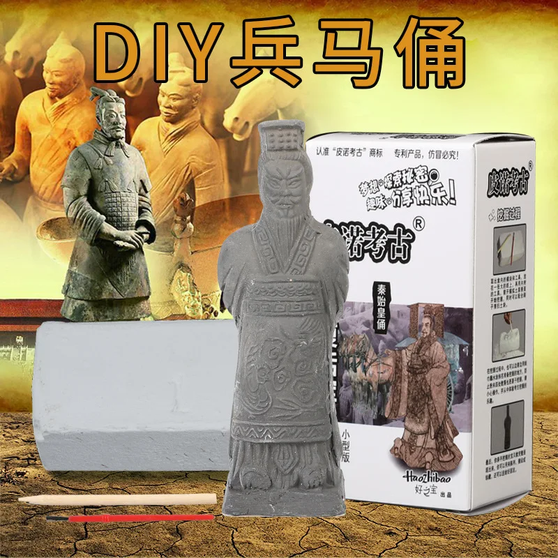 Beste Chinese Retro Terracotta Krijgers Doen Oude Carving Baksteen Aardewerk Beeldje Kids Onderwijs Puzzel Kerst Verjaardagscadeau Home Decor