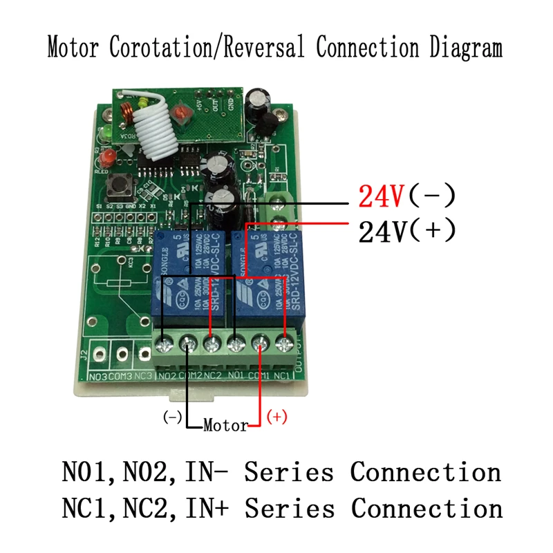 CO 12 12V 24V 2 канала двигатель постоянного тока Управление Приемник мини пульт
