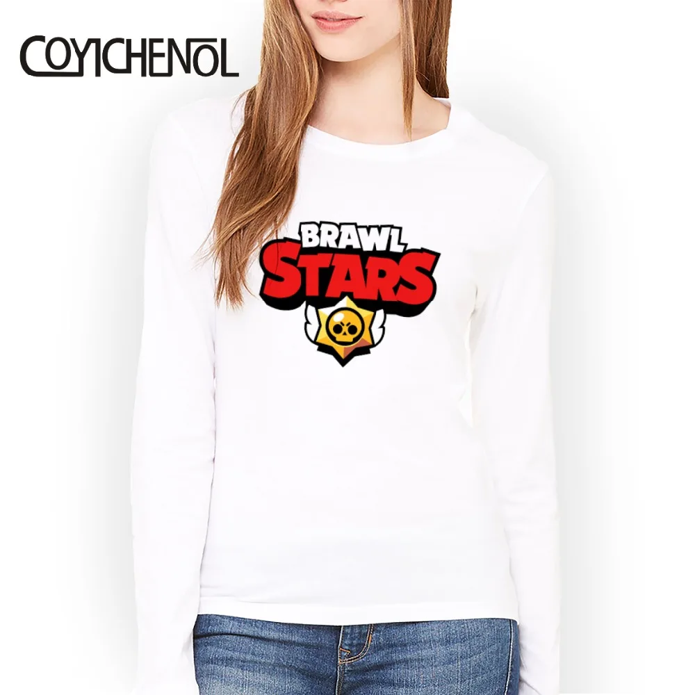 

Brawl stars customize print tshirt women regular funny design casual tops solid color tShirt Modal long sleeves tee lady