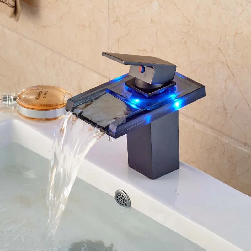 Смеситель для раковины смесители хром ORB смеситель для ванной комнаты со светодиодной подсветкой Одной ручкой одно отверстие