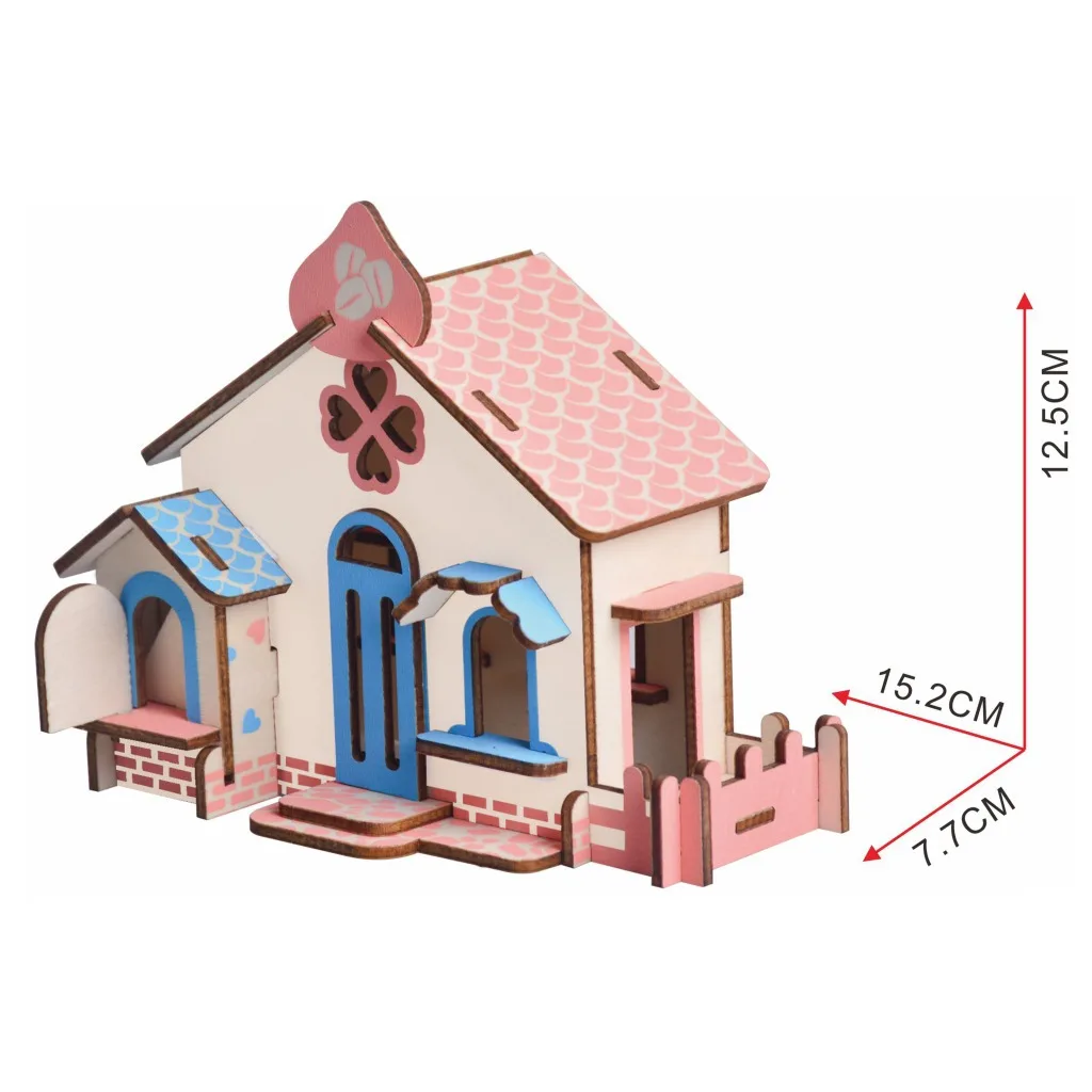 Лазерная резка 3D деревянные головоломки Строительство шоколадный дом DIY ручной сборки детские развивающие деревянные игрушки для детей