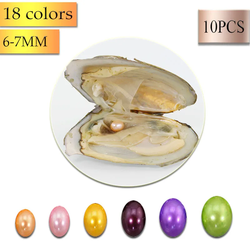 Bulk 10pcs Vacuum Pack Oyster Wish Freshwater Pearl 6mm Mix Color