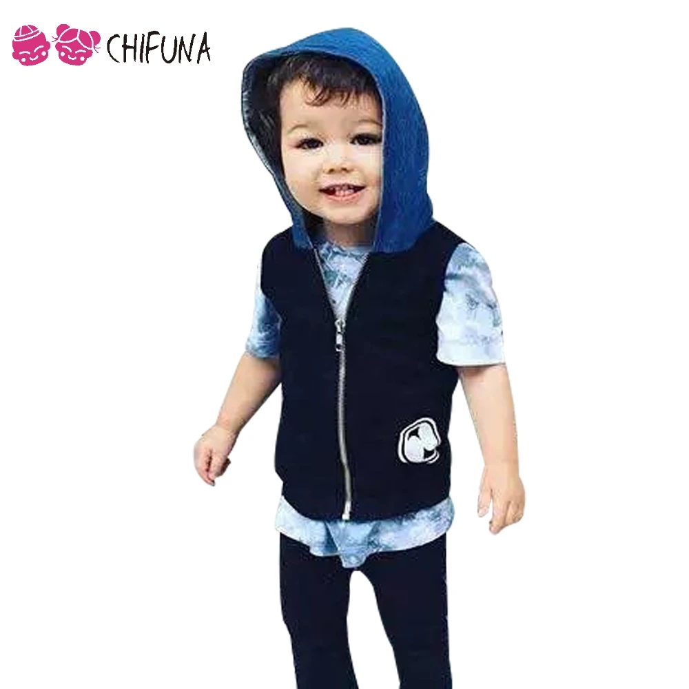 

chifuna Baby Boys Vest Spring Autumn Children's Clothing Hooded Zipper Kids Vest Jacket Boys Waistcoat Coat Kids outwear
