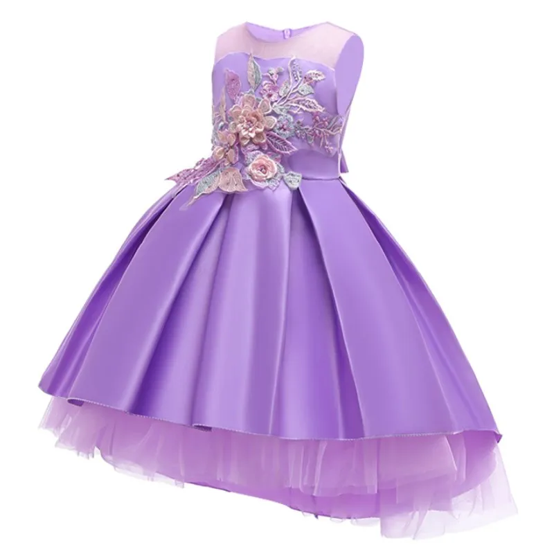 Одежда для девочек; высококачественное свадебное платье с жемчужной вышивкой; детская Рождественская одежда; детское праздничное платье; платье принцессы для маленьких девочек - Цвет: purple
