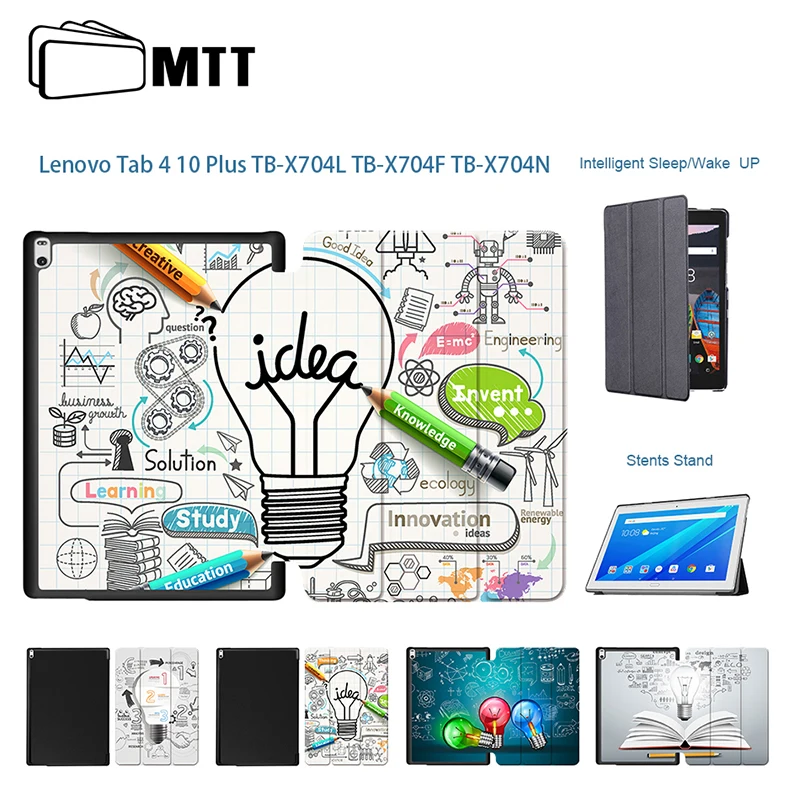 

Creative Bulb Leather Case For Lenovo tab 4 10 plus TB-X704L TB-X704F TB-X704N Smart Cover Funda For Lenovo tab4 tab 4 plus 10.1