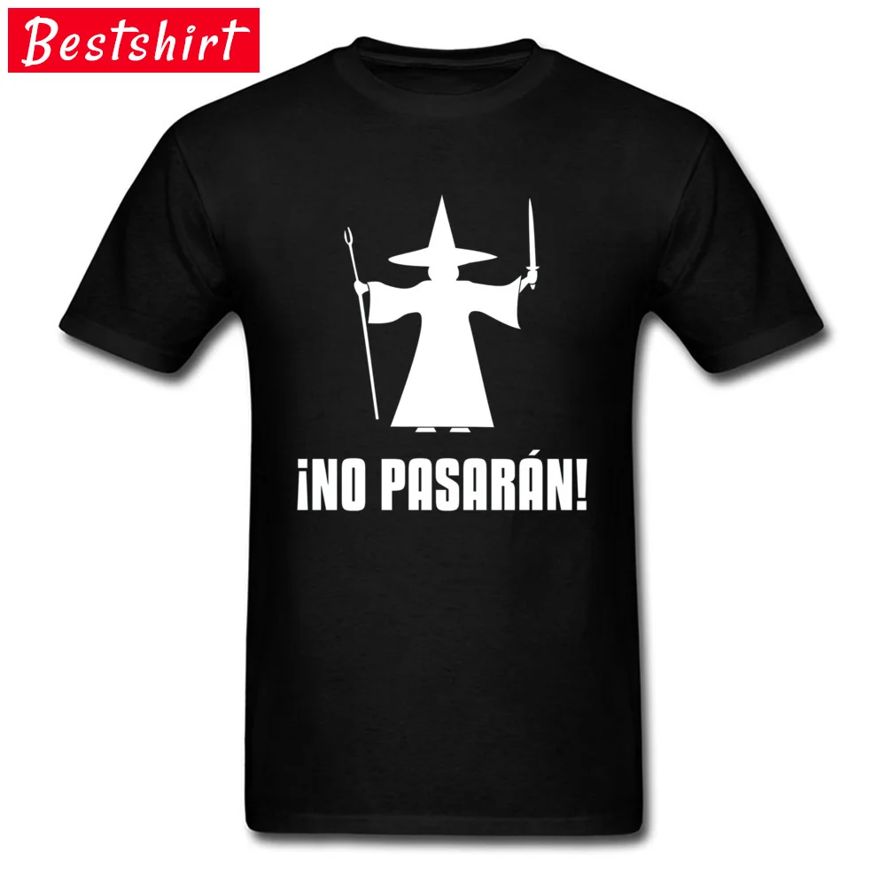 Design Graphic Men's Top T-shirts O-Neck Short Sleeve All Cotton Tops Tees Customized Tshirts Wholesale No Pasaran Anti Fascist Wizard 8735 black