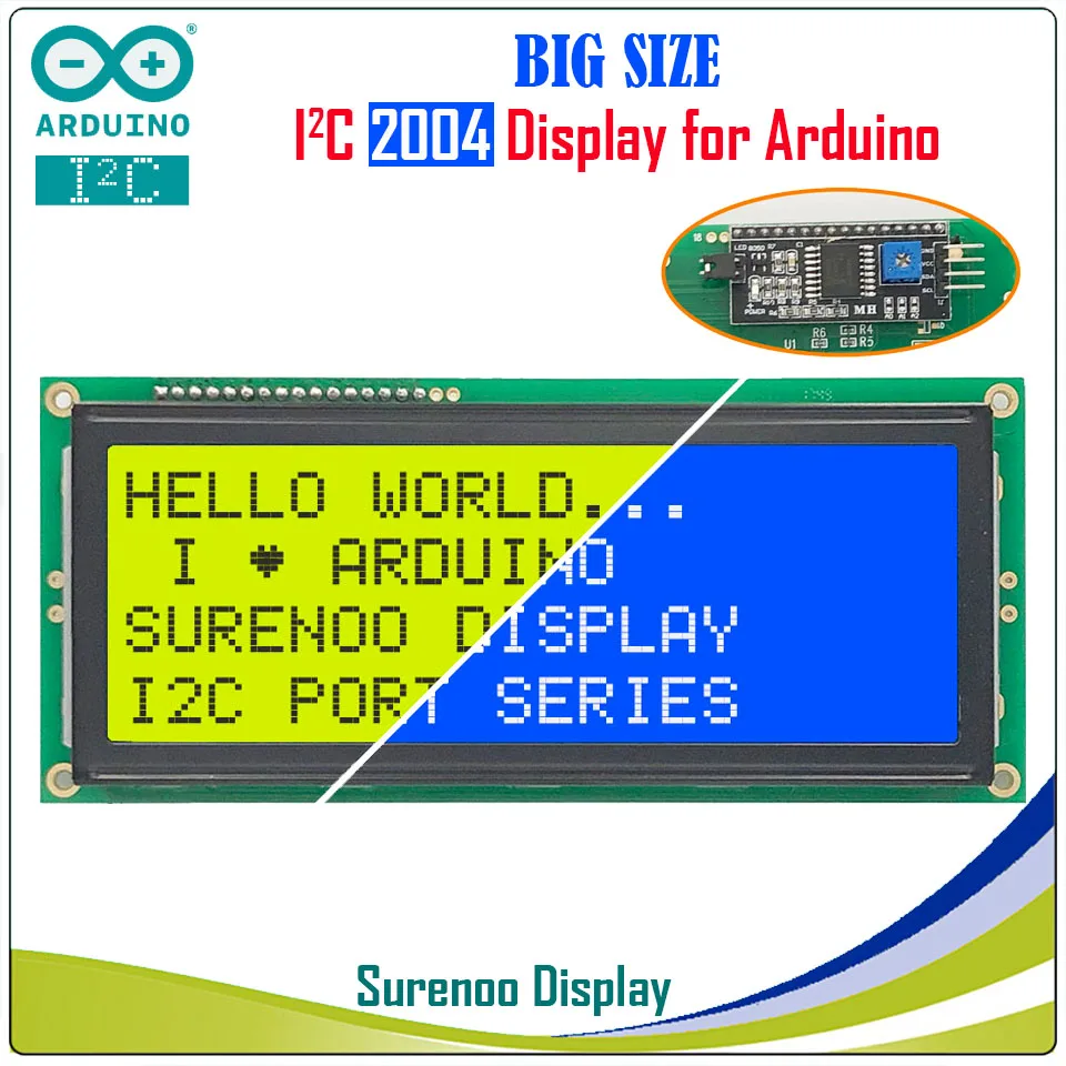 

Serial IIC / I2C / TWI 2004 204 20*4 Larger Character LCD Module Display Yellow Green Blue with Backlight for Arduino