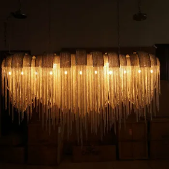 

lustre moderne fashion luxury villa chandelier long tassel pendant light art decor lighting lamp aluminum+stainless steel