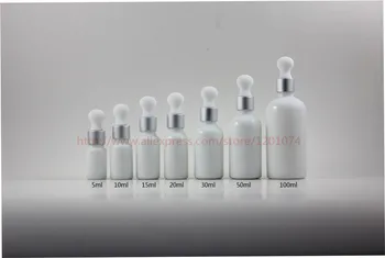 

5ml/10ml/15ml/20ml/30ml/50ml/100ml original white Glass bottle with matte silver ring+white dropper lid,essential oil container,